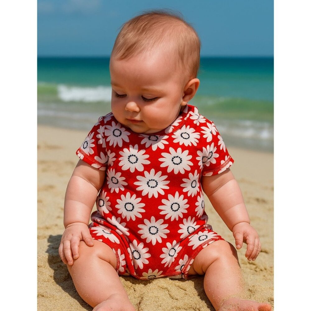 Mamas & Papas 3M Rashguard Baby Girl Bodysuit Retro Swimwear One-piece Swimsuit